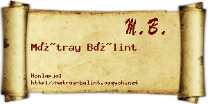 Mátray Bálint névjegykártya